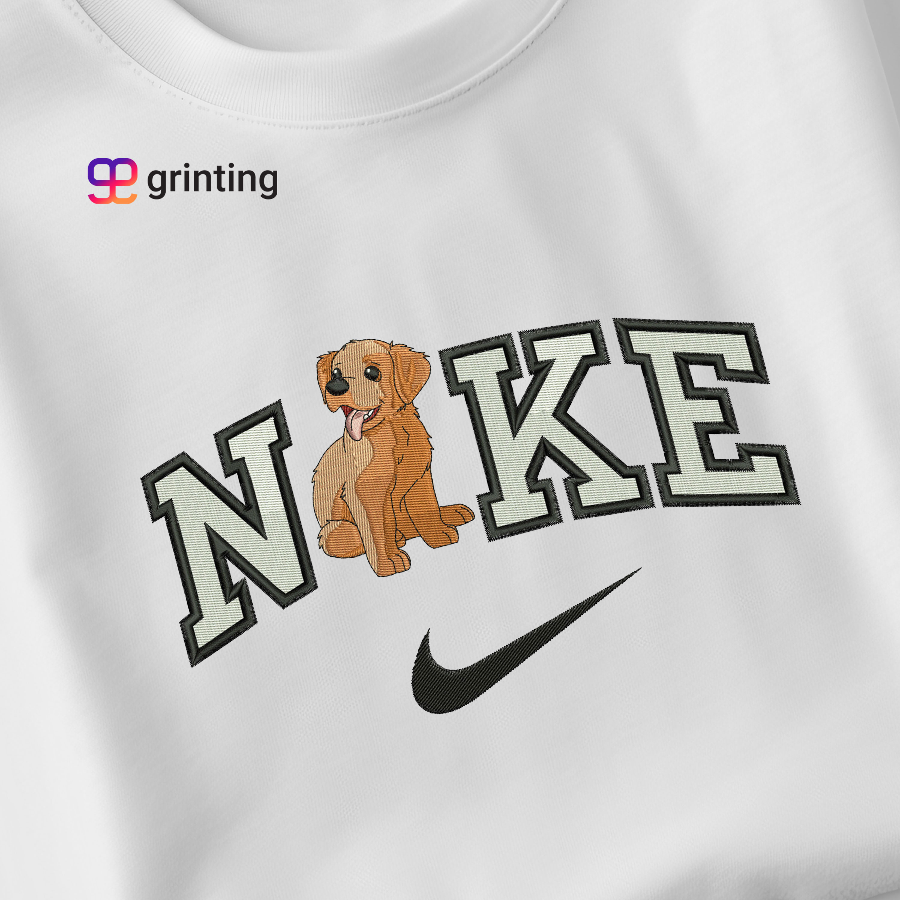 Nike Golden Dog Embroidered Sweatshirt & Shirt – Premium Comfort and Style