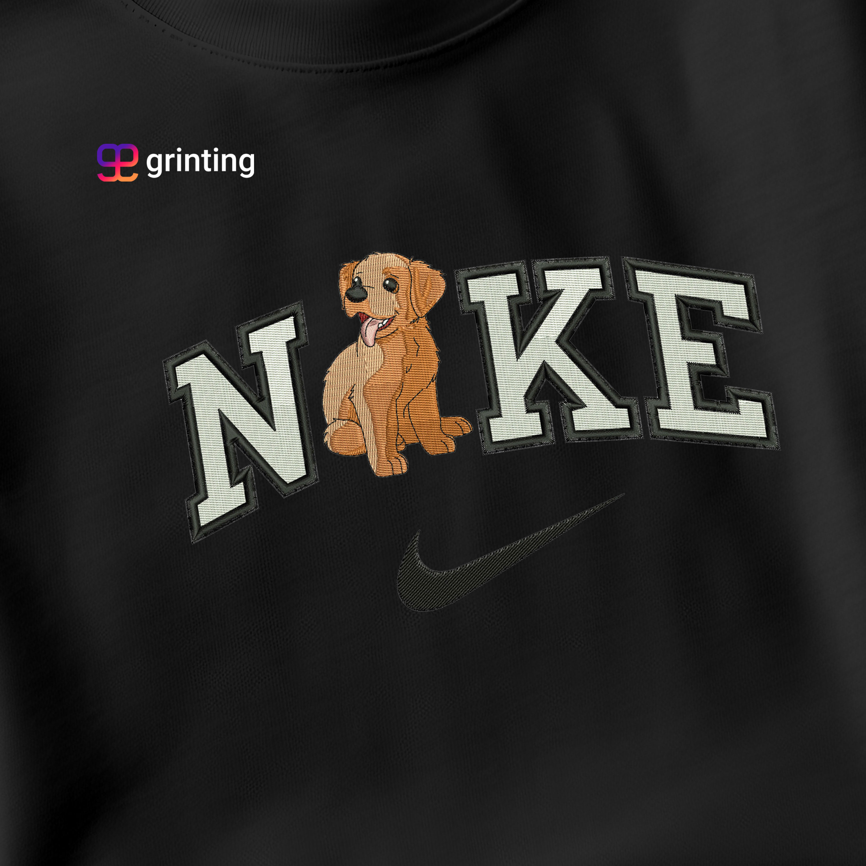 Nike Golden Dog Embroidered Sweatshirt & Shirt – Premium Comfort and Style