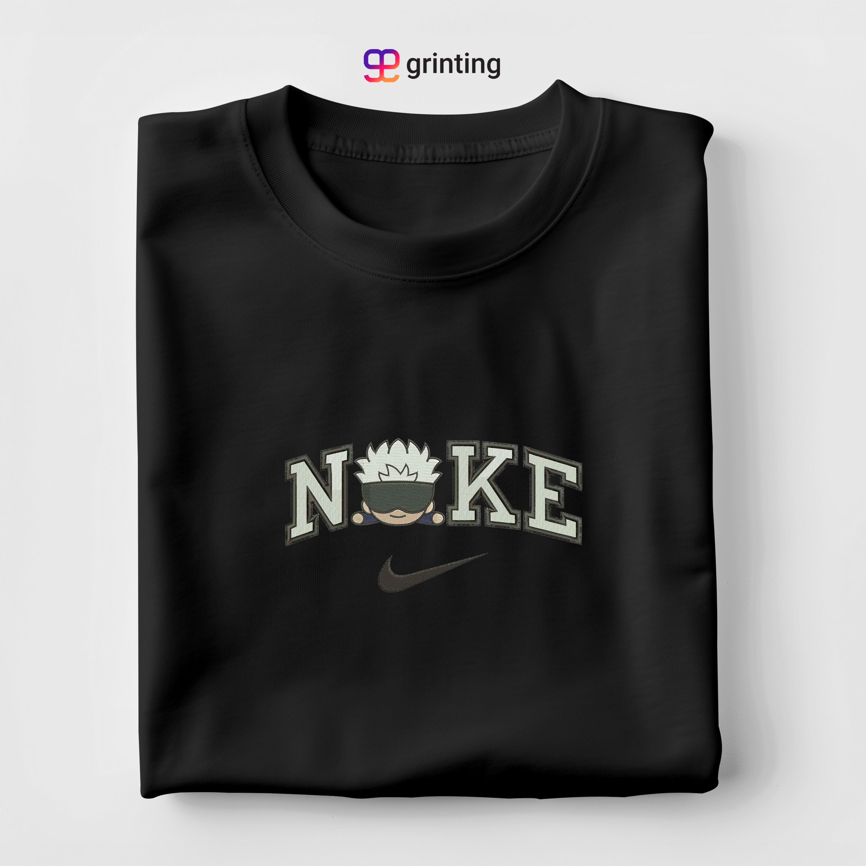 Nike Gojo Chibi Face Embroidered Sweatshirt & Shirt – Premium Comfort and Style