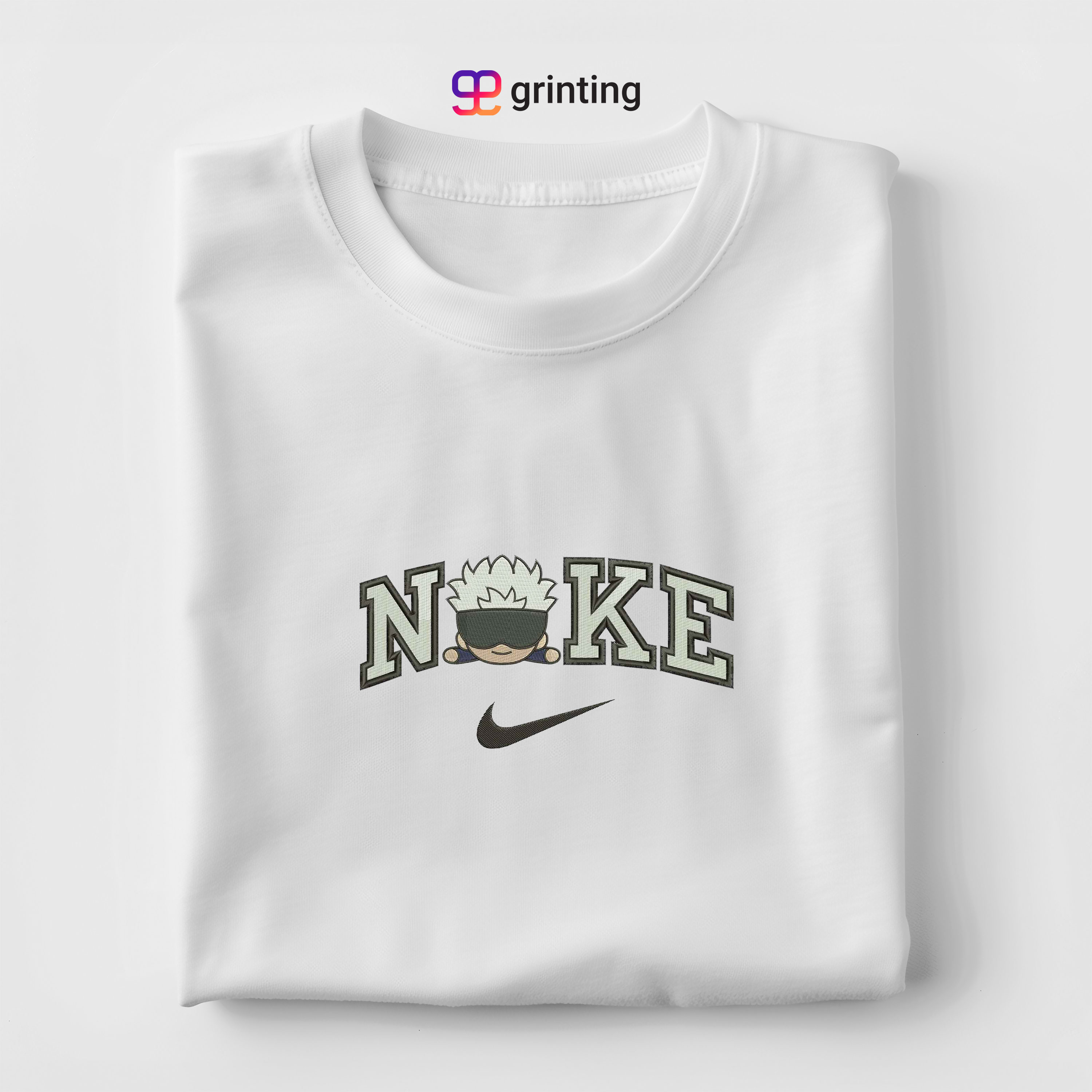 Nike Gojo Chibi Face Embroidered Sweatshirt & Shirt – Premium Comfort and Style