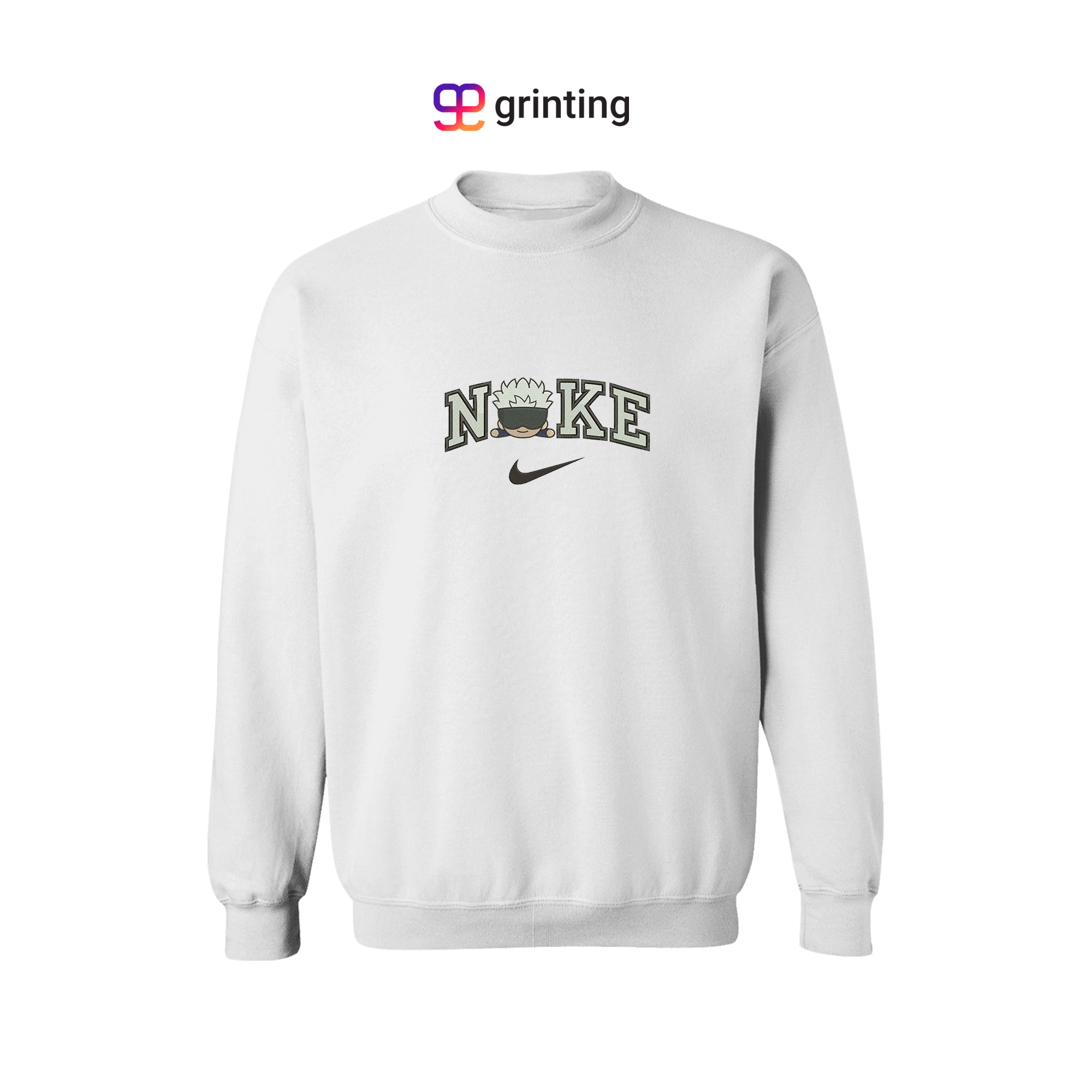 Nike Gojo Chibi Face Embroidered Sweatshirt & Shirt – Premium Comfort and Style