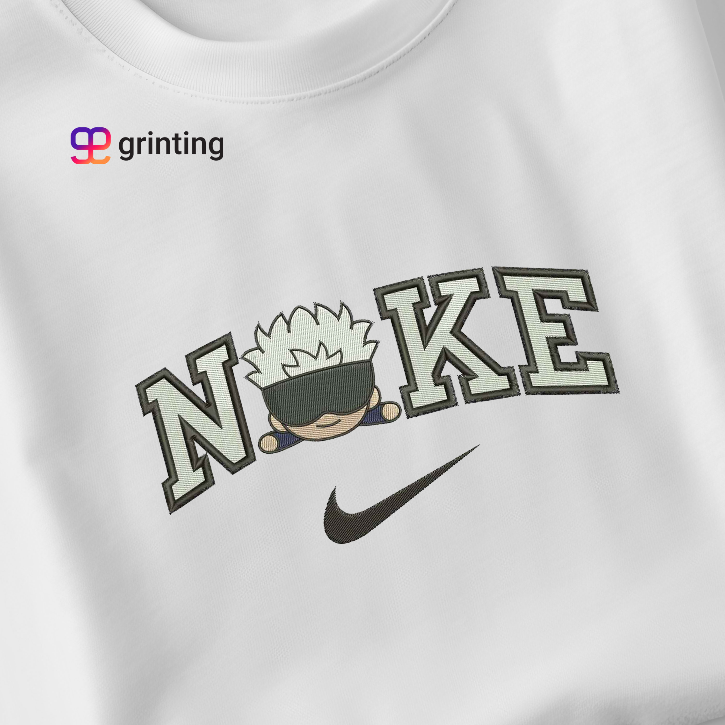 Nike Gojo Chibi Face Embroidered Sweatshirt & Shirt – Premium Comfort and Style
