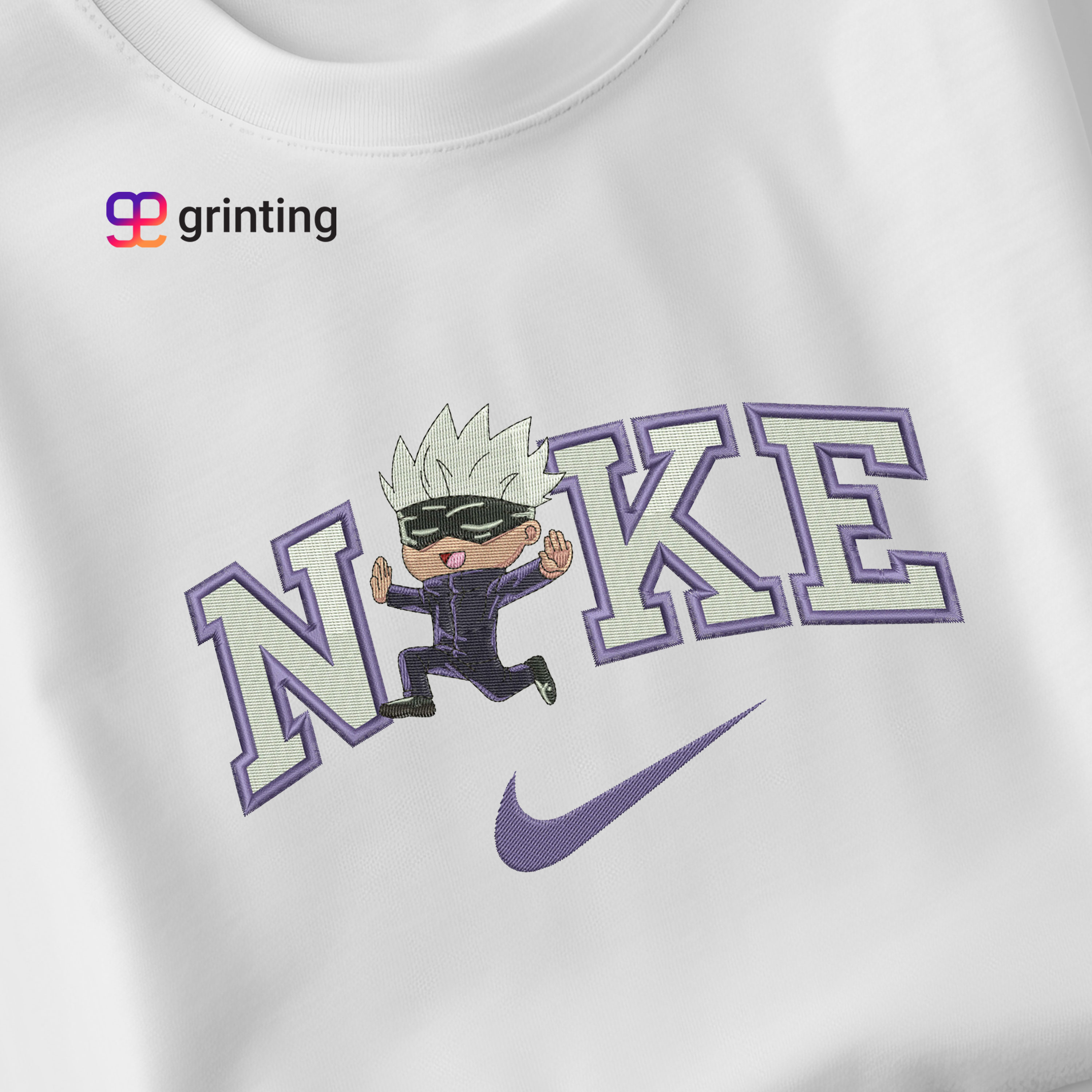 Nike Gojo Chibi Embroidered Sweatshirt & Shirt – Premium Comfort and Style