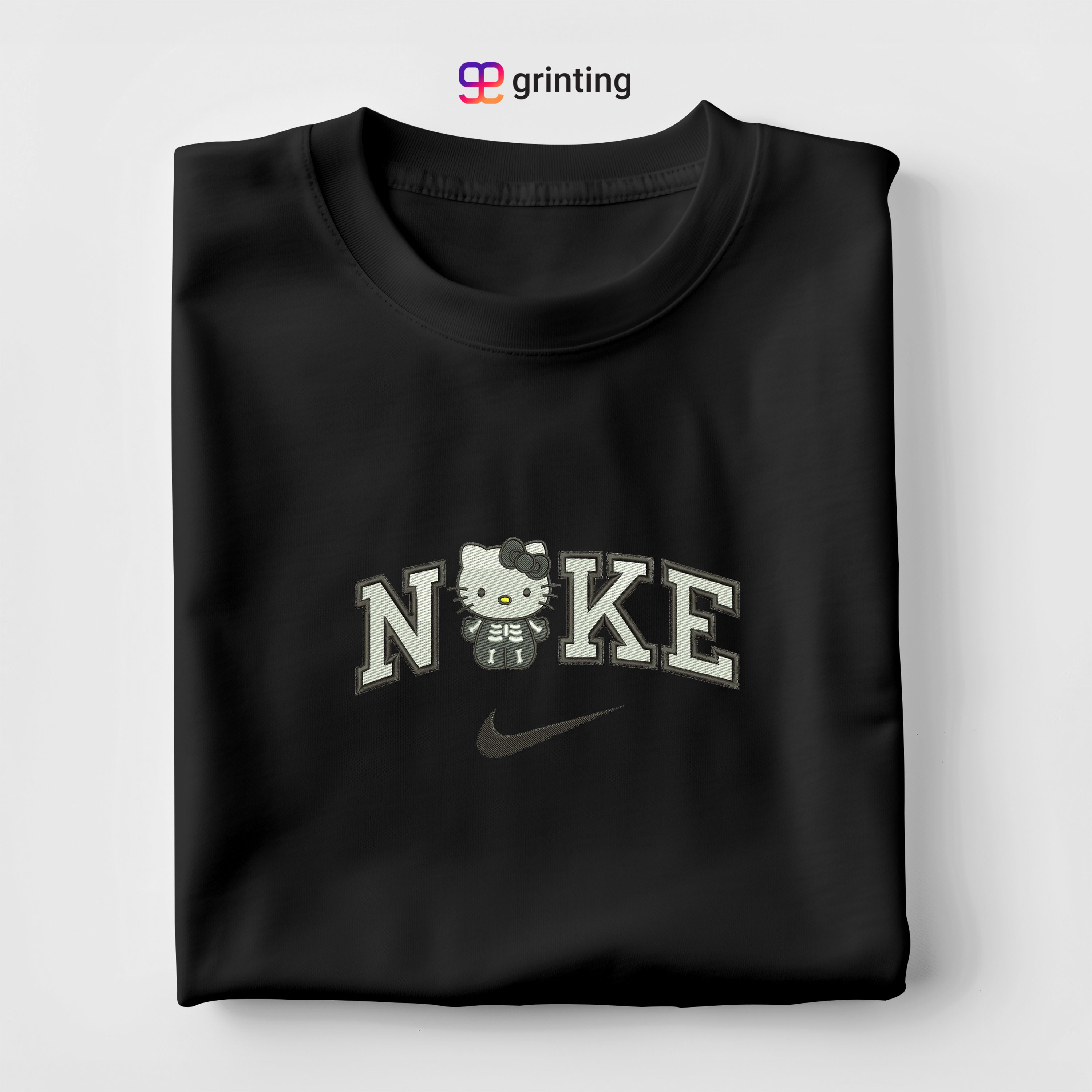 Nike Hello Kitty Skeleton Embroidered Sweatshirt & Shirt – Premium Comfort and Style