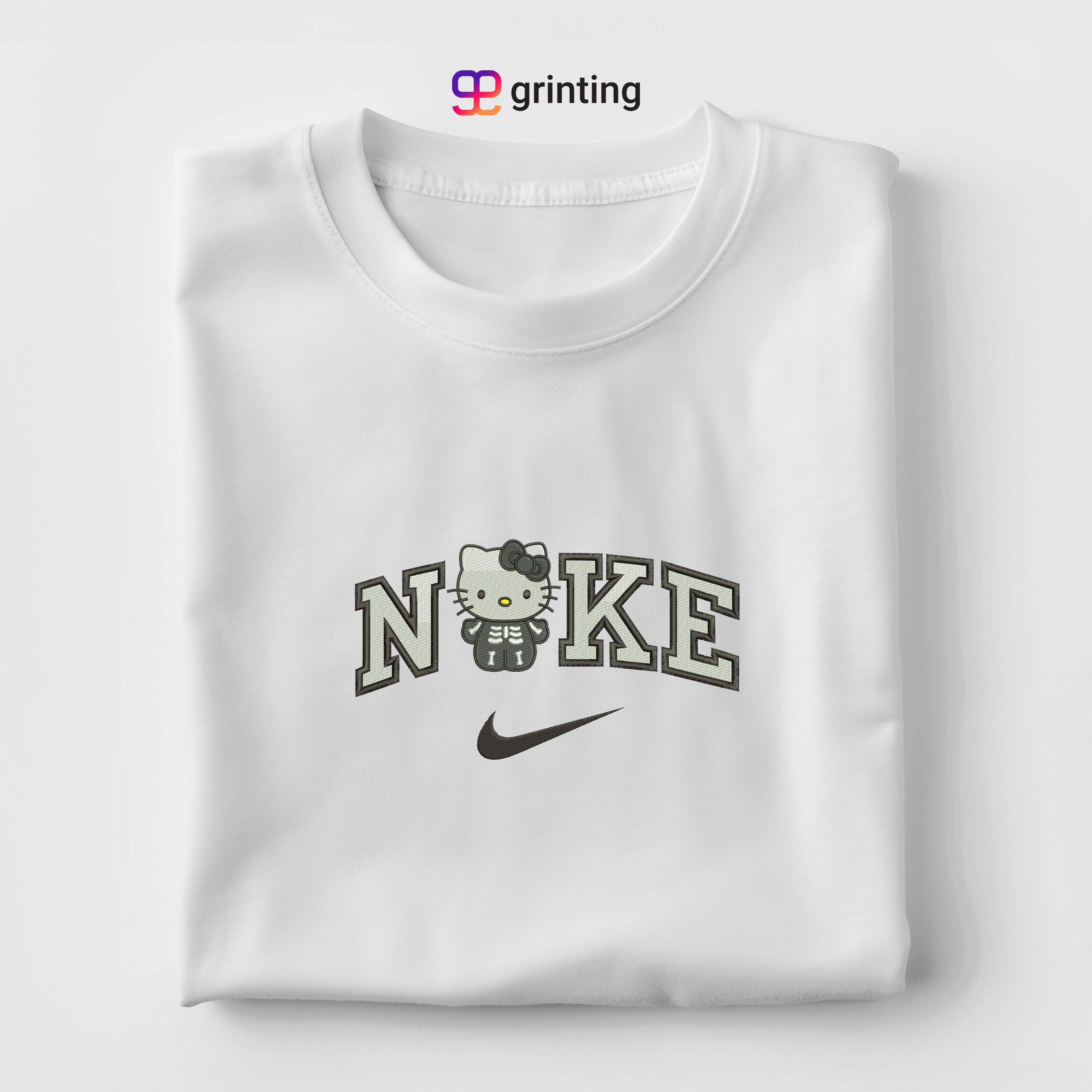Nike Hello Kitty Skeleton Embroidered Sweatshirt & Shirt – Premium Comfort and Style
