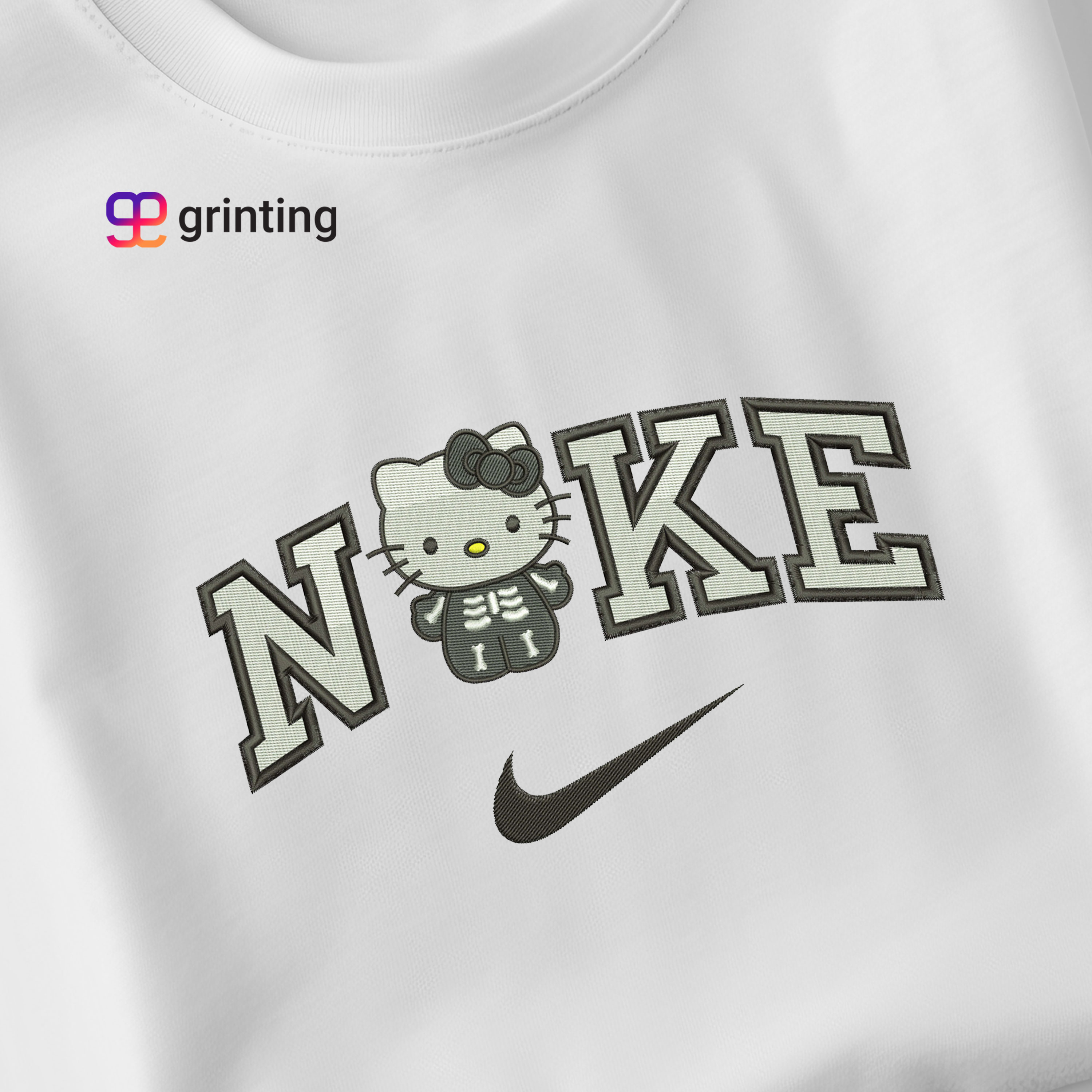 Nike Hello Kitty Skeleton Embroidered Sweatshirt & Shirt – Premium Comfort and Style