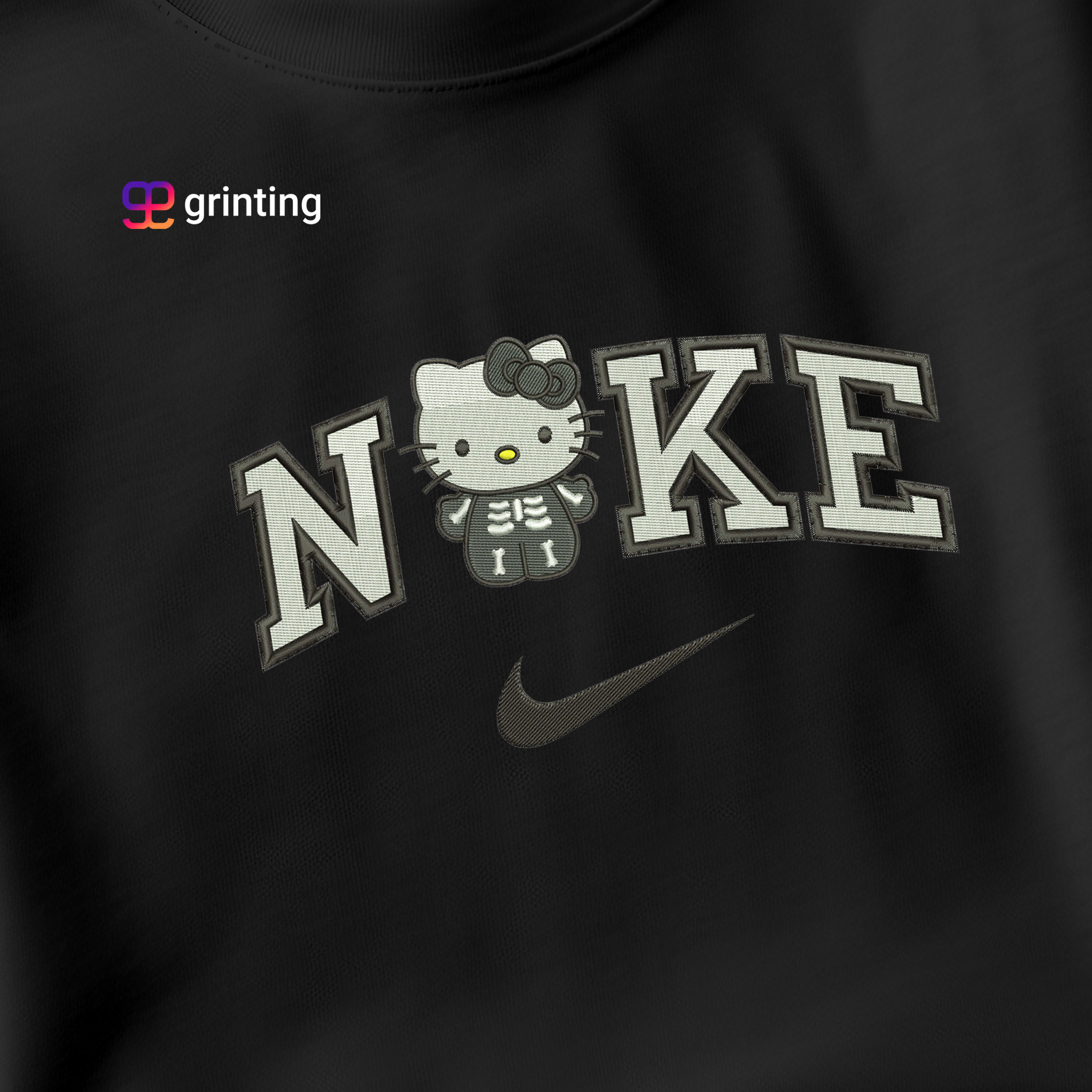 Nike Hello Kitty Skeleton Embroidered Sweatshirt & Shirt – Premium Comfort and Style