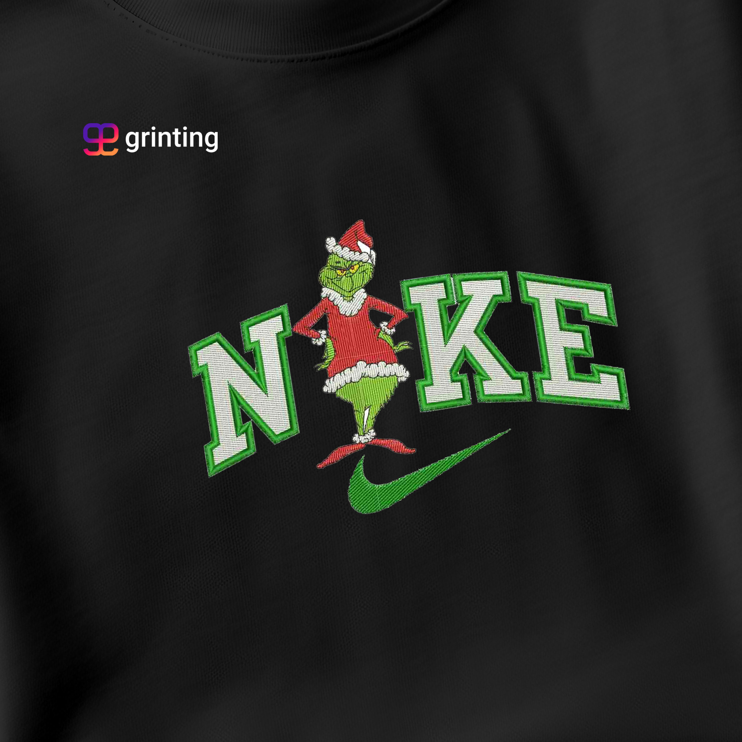 Nike Grinch Santa Embroidered Sweatshirt & Shirt – Premium Comfort and Style