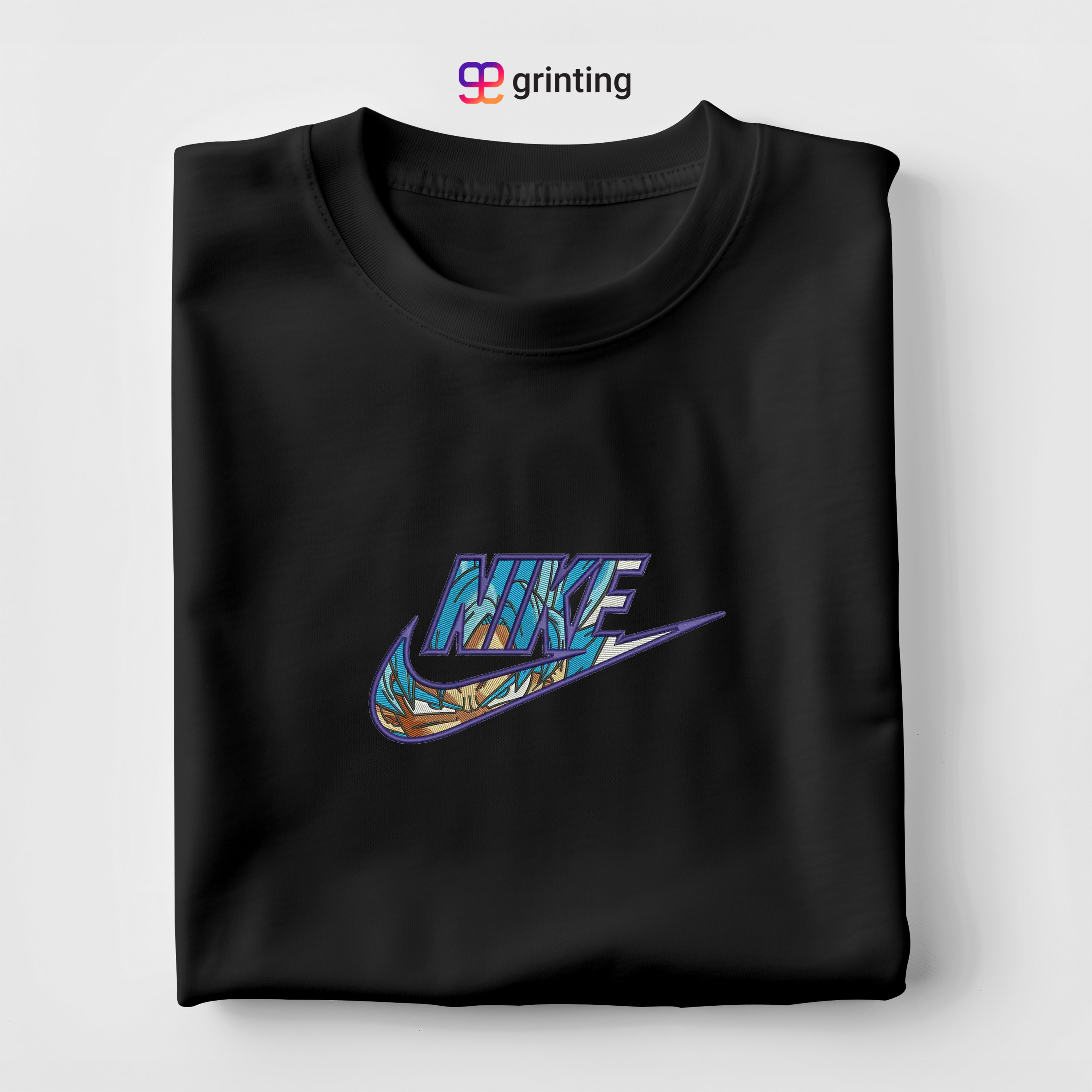 Nike Goku Blue Embroidered Sweatshirt & Shirt – Premium Comfort and Style