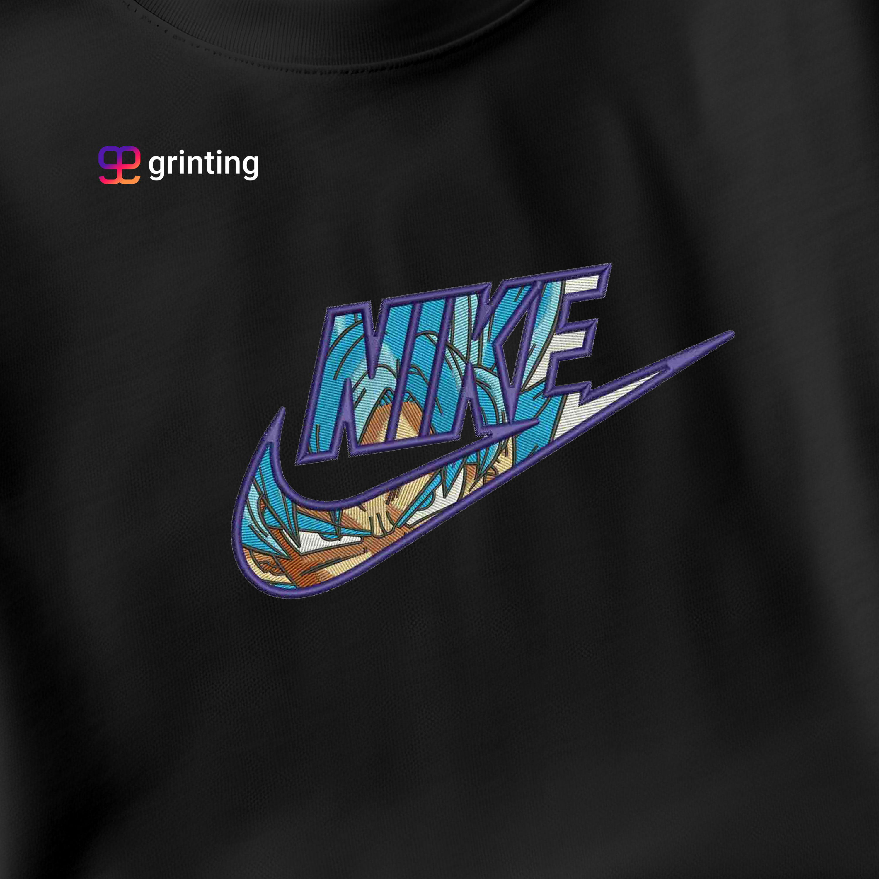 Nike Goku Blue Embroidered Sweatshirt & Shirt – Premium Comfort and Style
