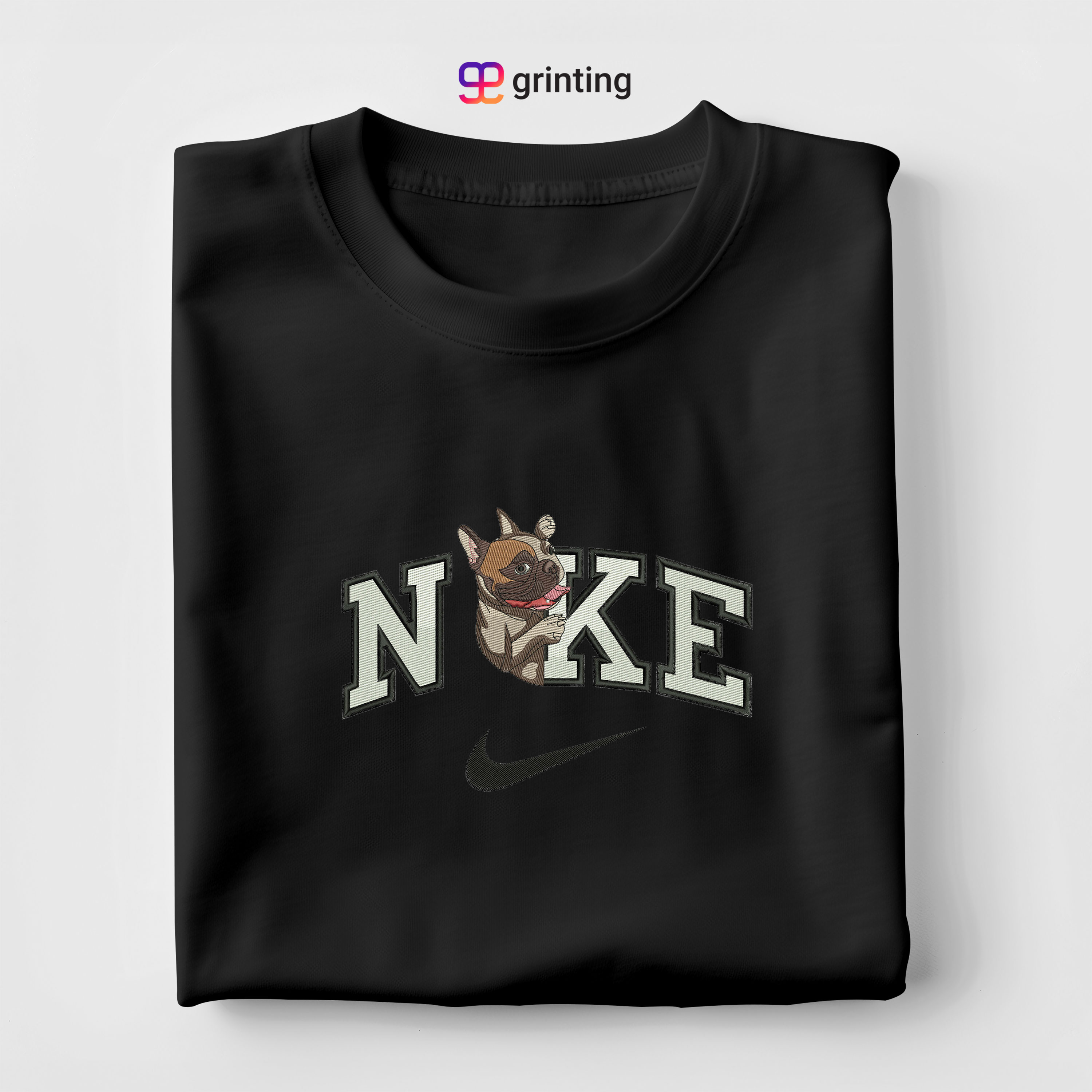Nike French Bulldog Embroidered Sweatshirt & Shirt – Premium Comfort and Style