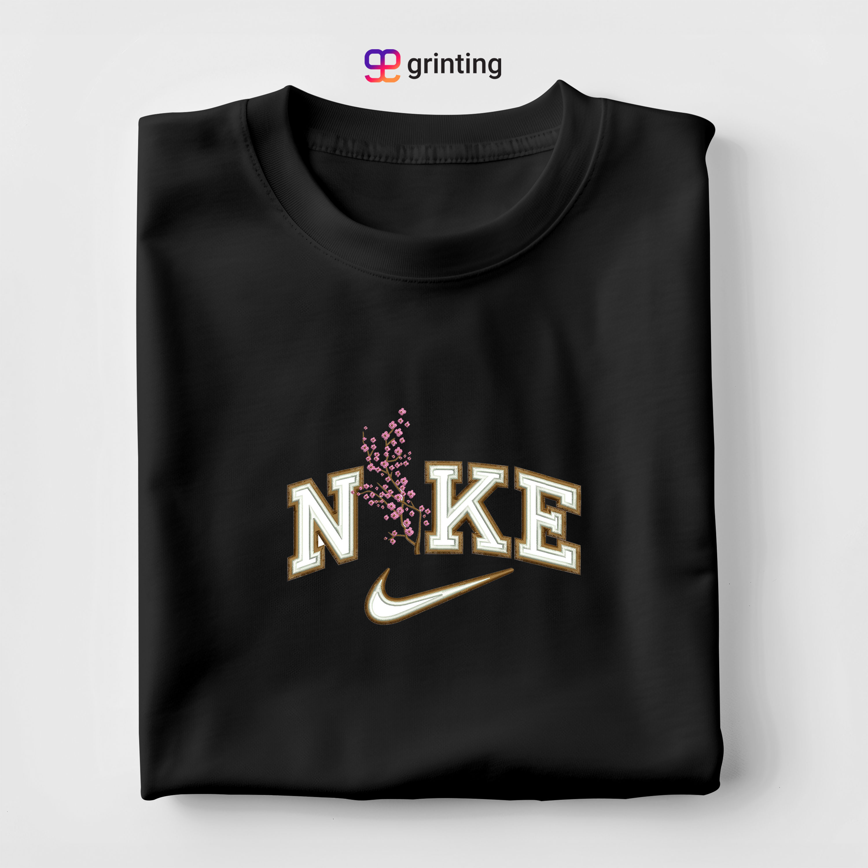 Nike Double Sakura Embroidered Sweatshirt & Shirt – Premium Comfort and Style