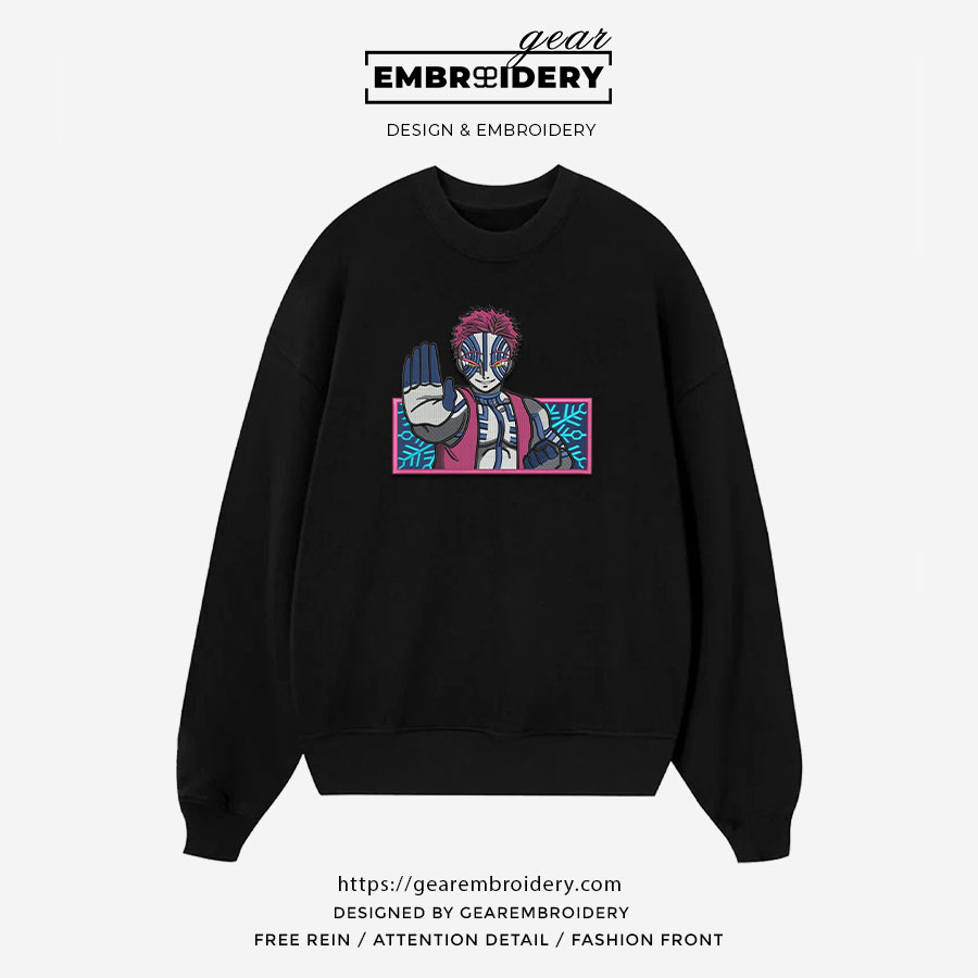 Akaza embroidery design demon slayer embroidery DS0002 T Shirt Sweatshirt Hoodie Clothing Can Personalized Embroidery