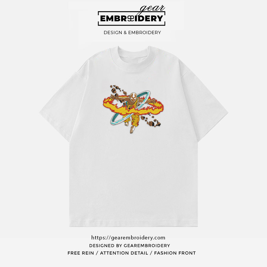Aang power embroidery design avatar anime embroidery ART001 T Shirt Sweatshirt Hoodie Clothing Can Personalized Embroidery