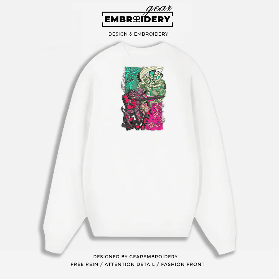 Asta and yuno embroidery design black clover anime embroidery BC001 T Shirt Sweatshirt Hoodie Clothing Can Personalized Embroidery