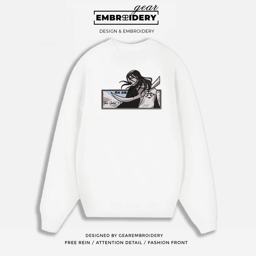 Byakuya kuchiki embroidery design bleach anime embroidery BL001 T Shirt Sweatshirt Hoodie Clothing Can Personalized Embroidery