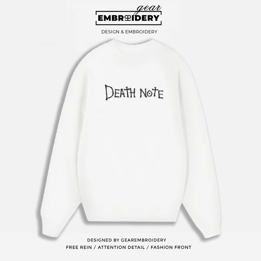 Death note embroidery design death note anime embroidery DN001 T Shirt Sweatshirt Hoodie Clothing Can Personalized Embroidery