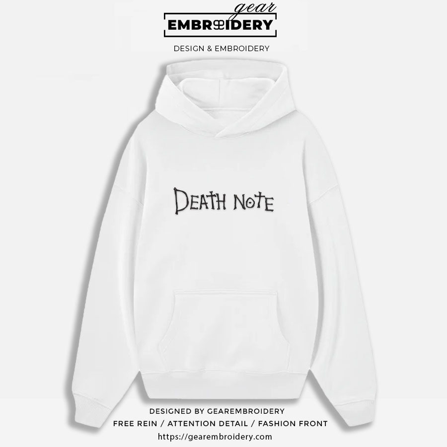 Death note embroidery design death note anime embroidery DN001 T Shirt Sweatshirt Hoodie Clothing Can Personalized Embroidery