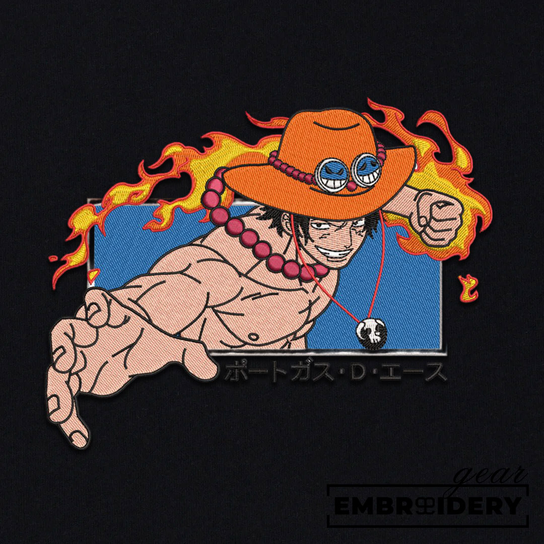 Ace punch One Piece Embroidered Design Personalized Embroidered T Shirt Sweatshirt Hoodie Clothing OP0011