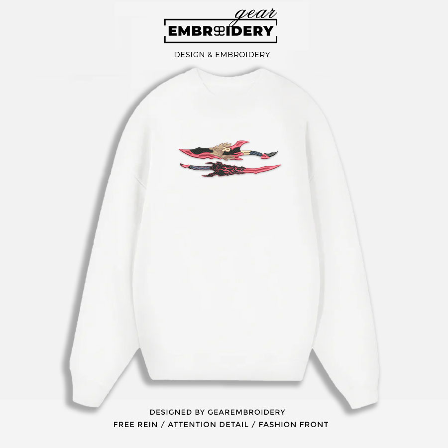 Jinwoo daggers Solo Leveling Anime Embroidered Design Personalized Embroidered T Shirt Sweatshirt Hoodie Clothing SL001