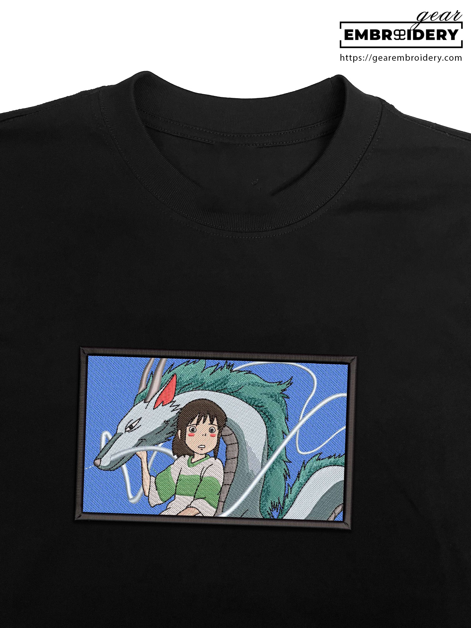 Chihiro dragon Spirited Away Anime Embroidered Design Personalized Embroidered T Shirt Sweatshirt Hoodie Clothing SA001