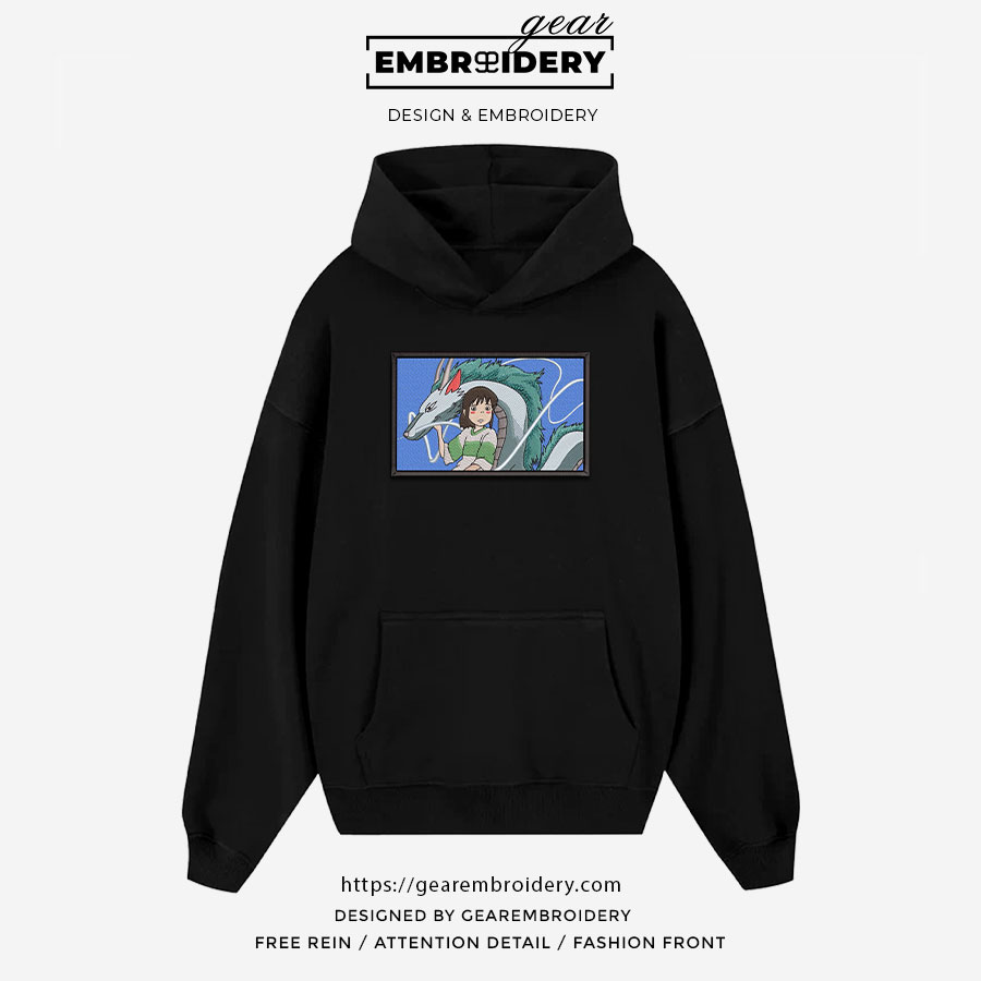 Chihiro dragon Spirited Away Anime Embroidered Design Personalized Embroidered T Shirt Sweatshirt Hoodie Clothing SA001