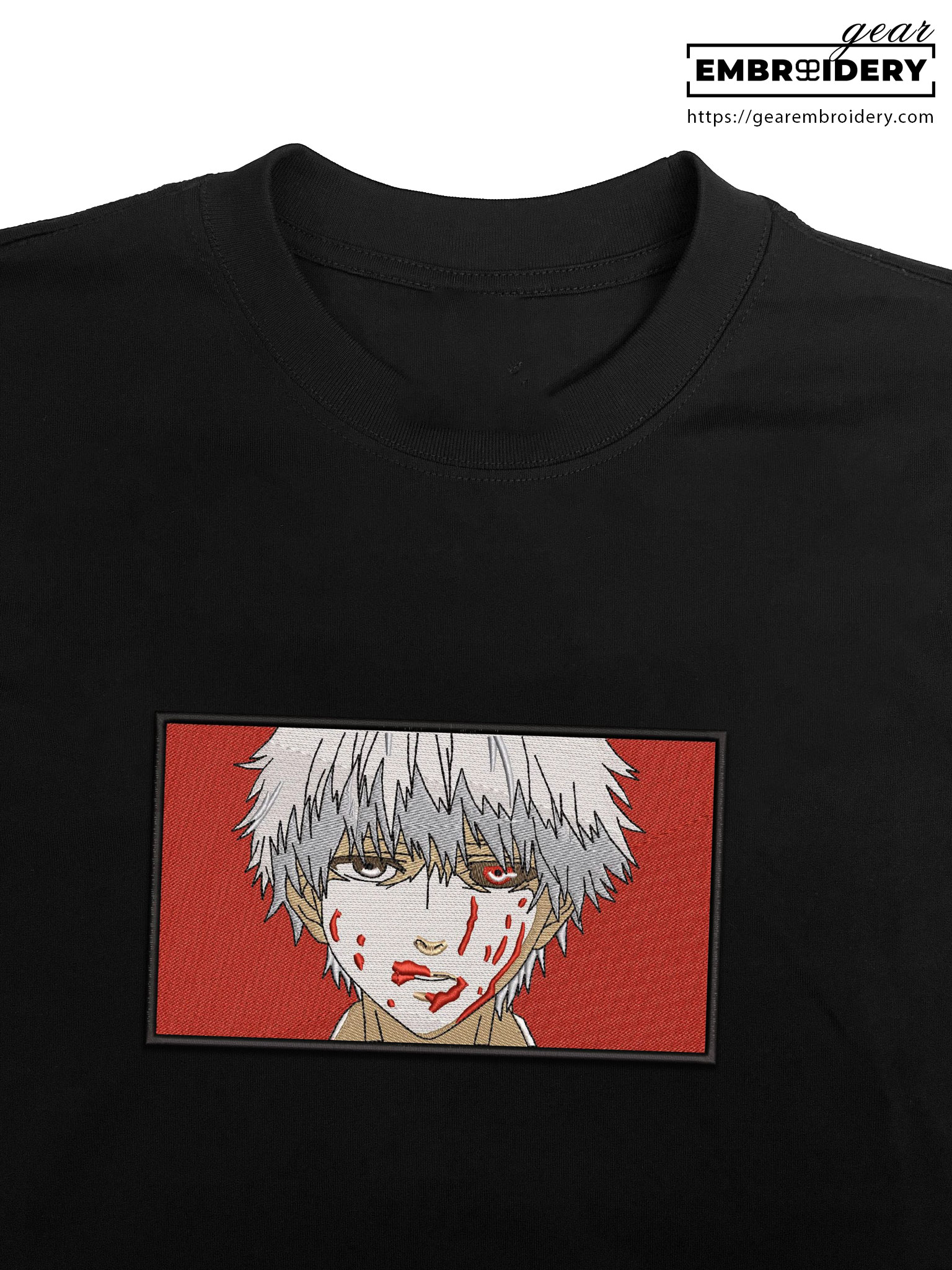 Kaneki blood Tokyo Ghoul Anime Embroidered Design Personalized Embroidered T Shirt Sweatshirt Hoodie Clothing TG001