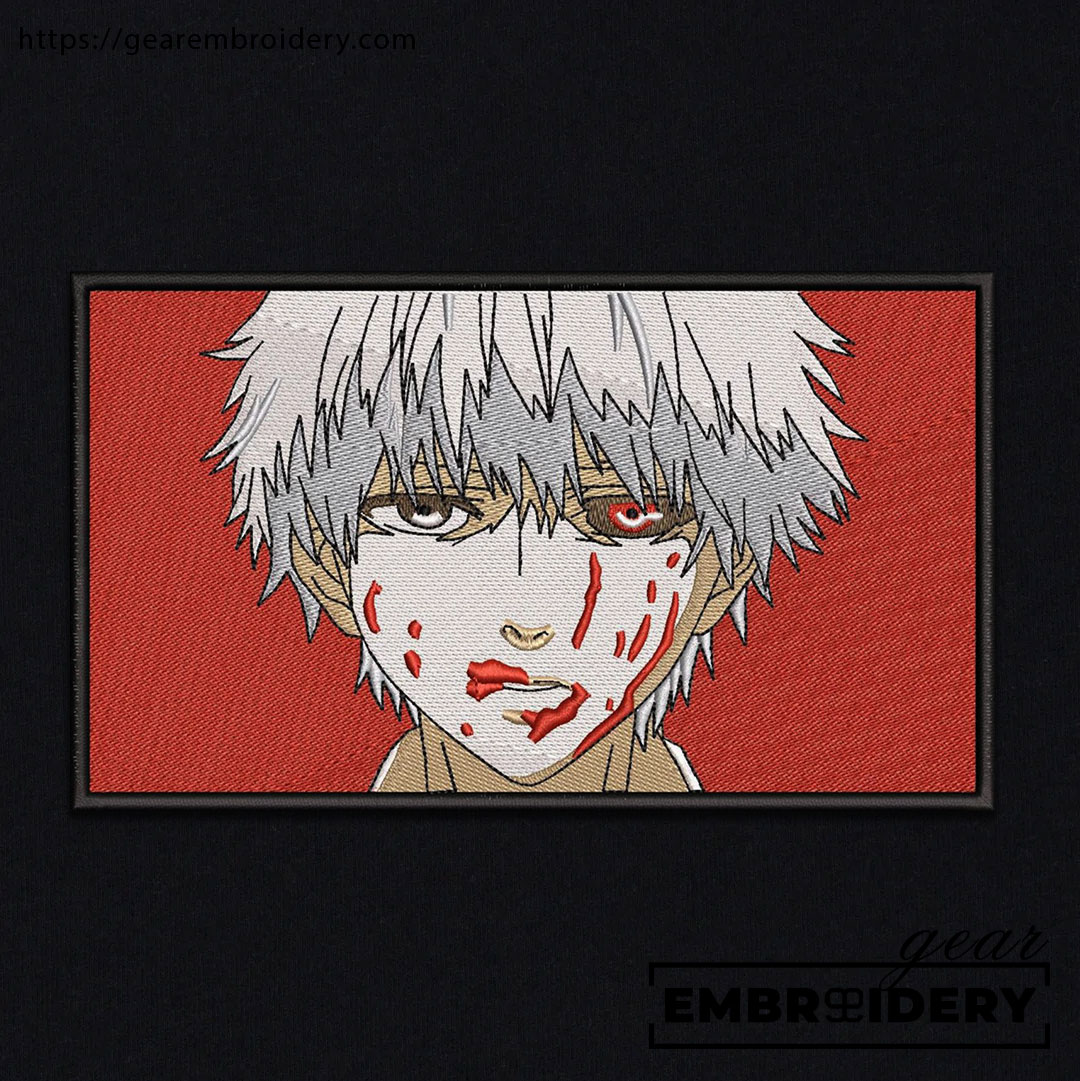Kaneki blood Tokyo Ghoul Anime Embroidered Design Personalized Embroidered T Shirt Sweatshirt Hoodie Clothing TG001