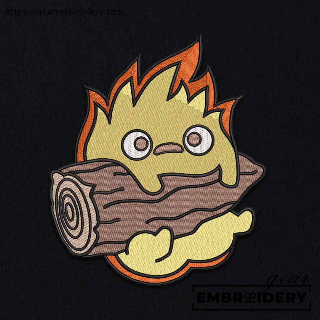 Calcifer howl s moving castle anime Embroidered Design Personalized Embroidered T Shirt Sweatshirt Hoodie Clothing AM002