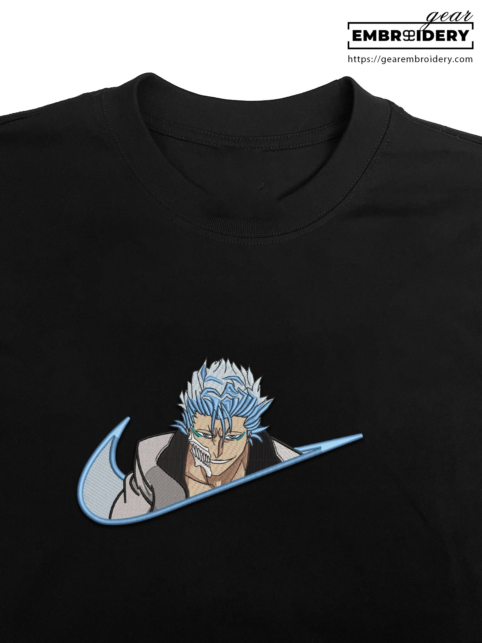 Grimmjow swoosh nike Bleach Clover Anime Embroidered Design Personalized Embroidered T Shirt Sweatshirt Hoodie Clothing BL002