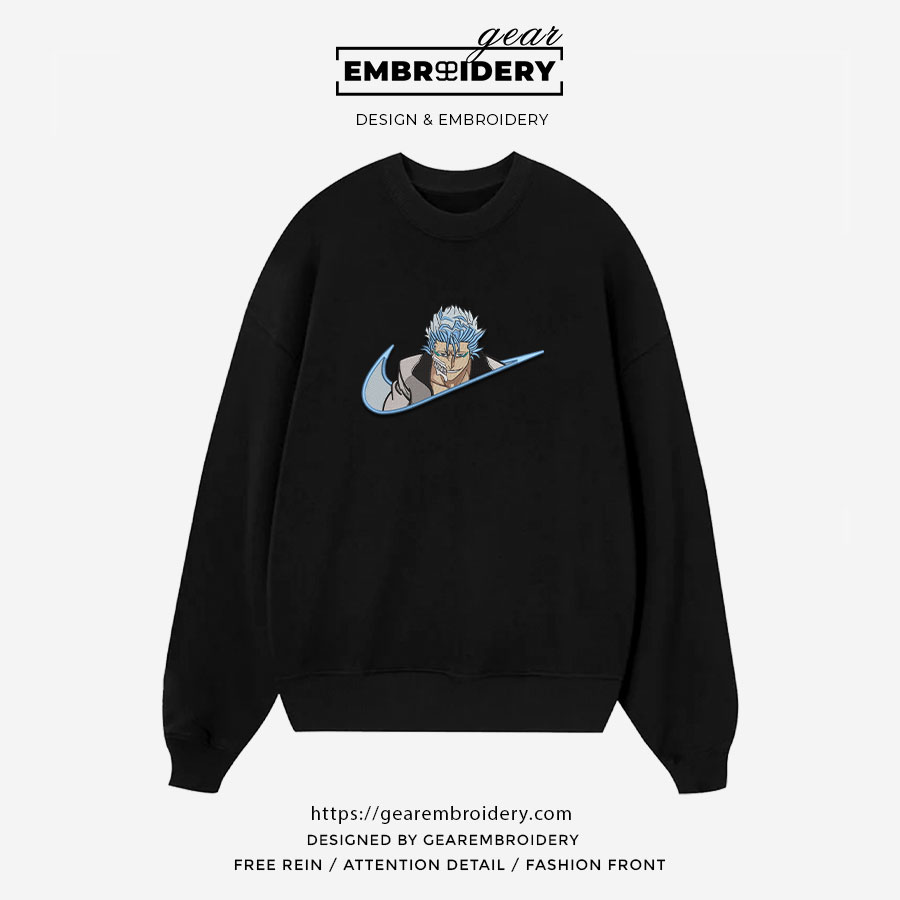 Grimmjow swoosh nike Bleach Clover Anime Embroidered Design Personalized Embroidered T Shirt Sweatshirt Hoodie Clothing BL002