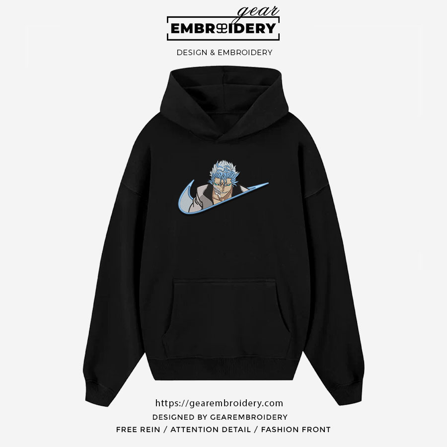 Grimmjow swoosh nike Bleach Clover Anime Embroidered Design Personalized Embroidered T Shirt Sweatshirt Hoodie Clothing BL002