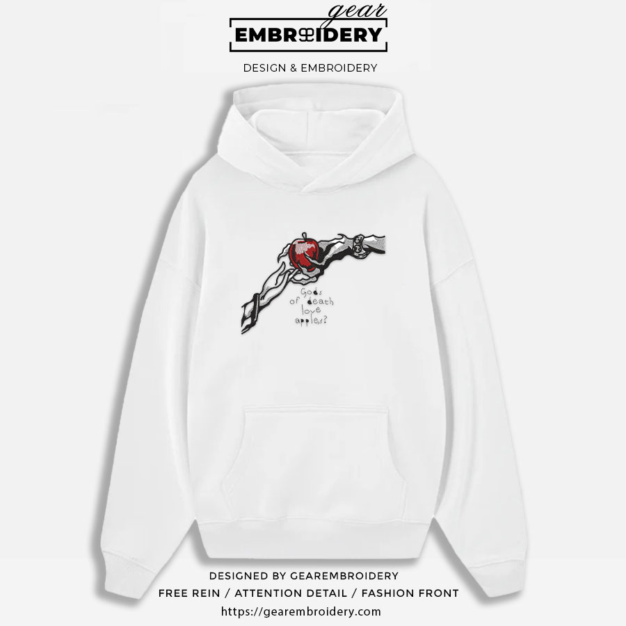 Gods hand apple Death Note Anime Embroidered Design Personalized Embroidered T Shirt Sweatshirt Hoodie Clothing DN002