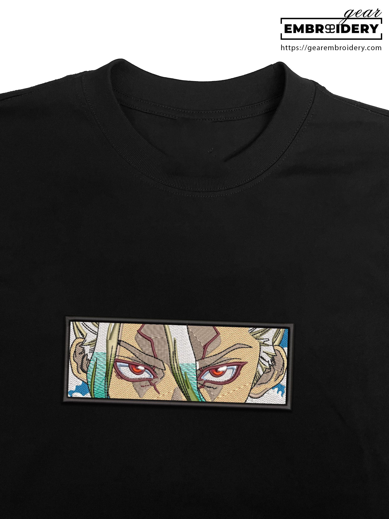 Senku eyes Dr Stone Anime Embroidered Design Personalized Embroidered T Shirt Sweatshirt Hoodie Clothing DS002