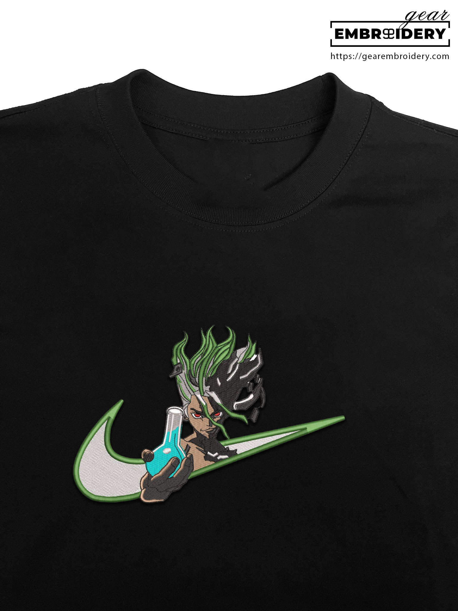 Senku swoosh nike Dr Stone Anime Embroidered Design Personalized Embroidered T Shirt Sweatshirt Hoodie Clothing DS003