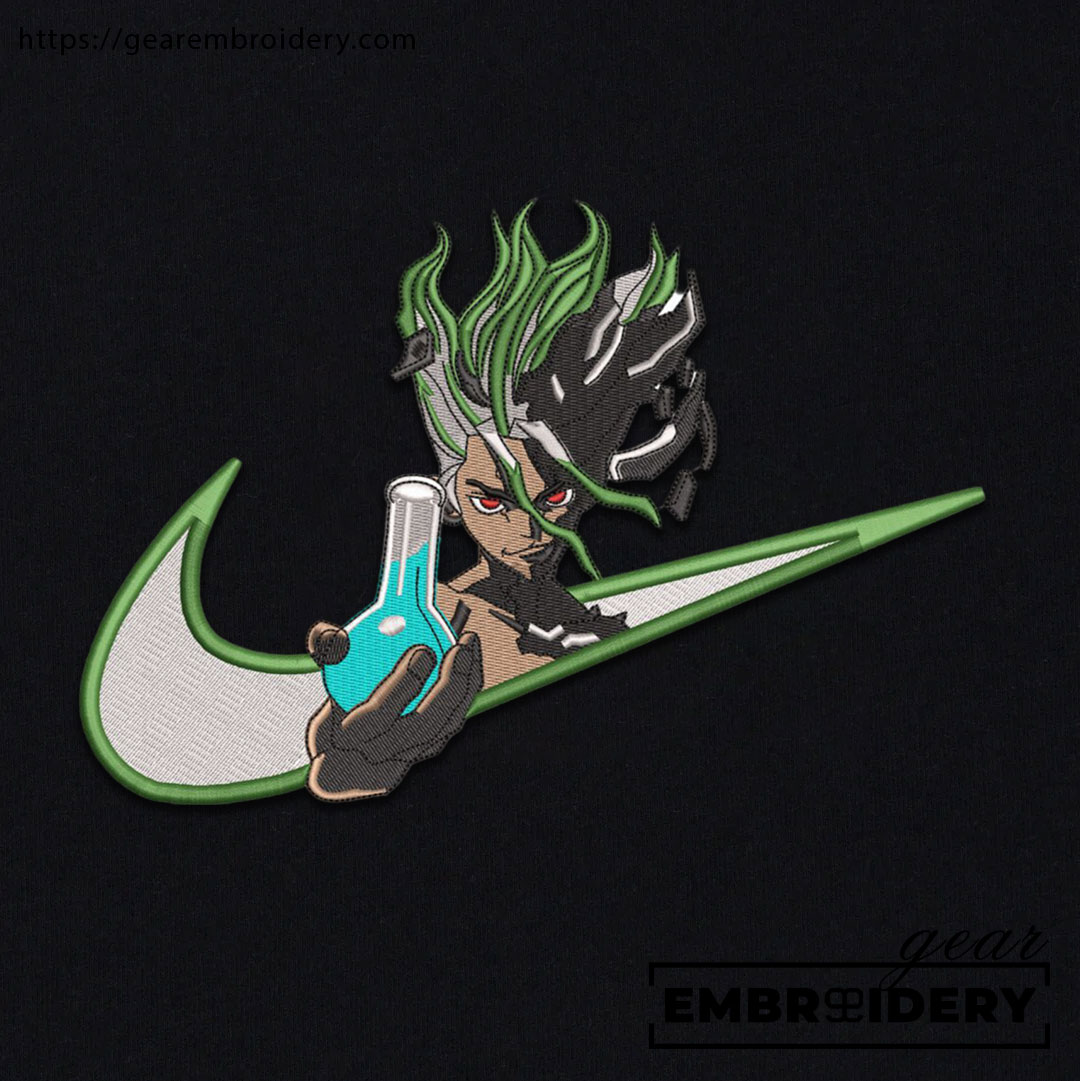 Senku swoosh nike Dr Stone Anime Embroidered Design Personalized Embroidered T Shirt Sweatshirt Hoodie Clothing DS003