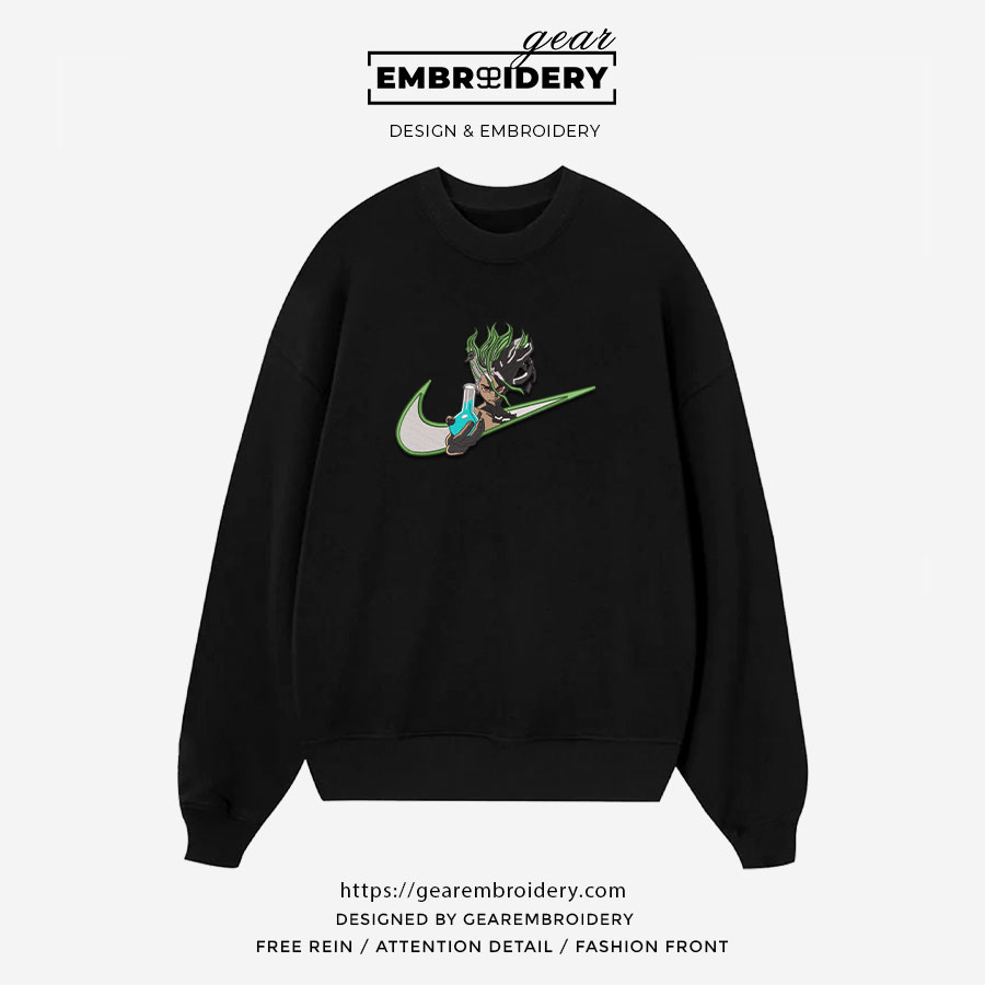 Senku swoosh nike Dr Stone Anime Embroidered Design Personalized Embroidered T Shirt Sweatshirt Hoodie Clothing DS003