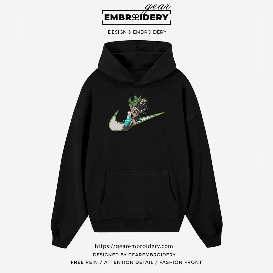 Senku swoosh nike Dr Stone Anime Embroidered Design Personalized Embroidered T Shirt Sweatshirt Hoodie Clothing DS003