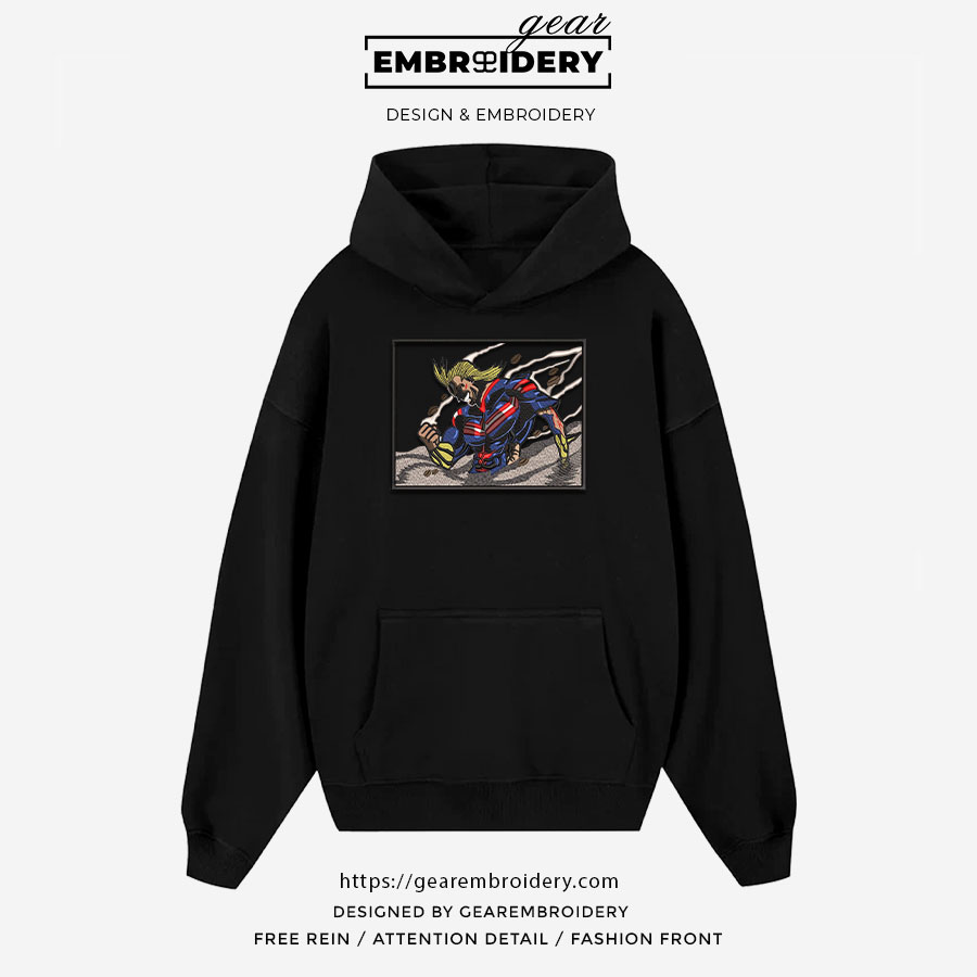All might My Hero Academia Anime Embroidered Design Personalized Embroidered T Shirt Sweatshirt Hoodie Clothing MHA002