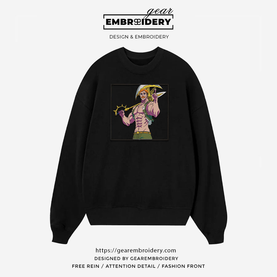 Escanor Seven Deadly Sins Anime Embroidered Design Personalized Embroidered T Shirt Sweatshirt Hoodie Clothing SDS002