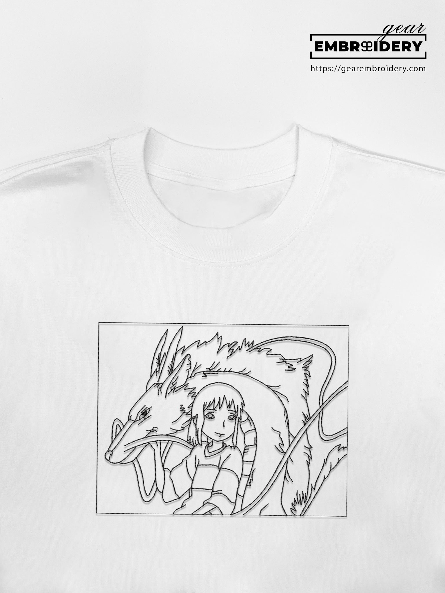 Chihiro dragon Spirited Away Anime Embroidered Design Personalized Embroidered T Shirt Sweatshirt Hoodie Clothing SA002