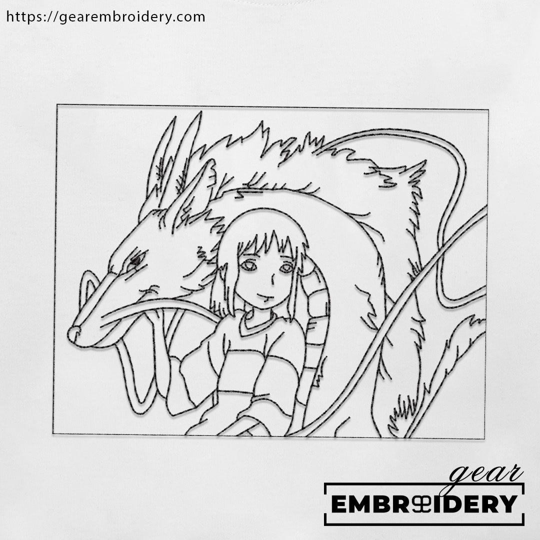 Chihiro dragon Spirited Away Anime Embroidered Design Personalized Embroidered T Shirt Sweatshirt Hoodie Clothing SA002