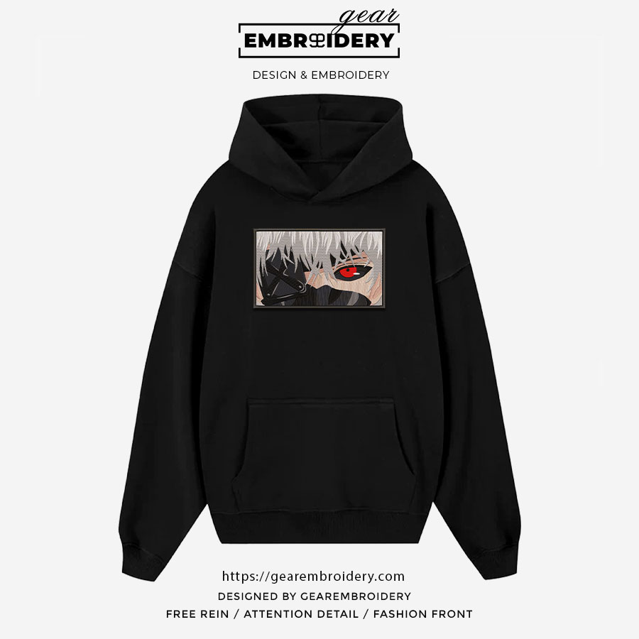 Kaneki eyes Tokyo Ghoul Anime Embroidered Design Personalized Embroidered T Shirt Sweatshirt Hoodie Clothing TG002