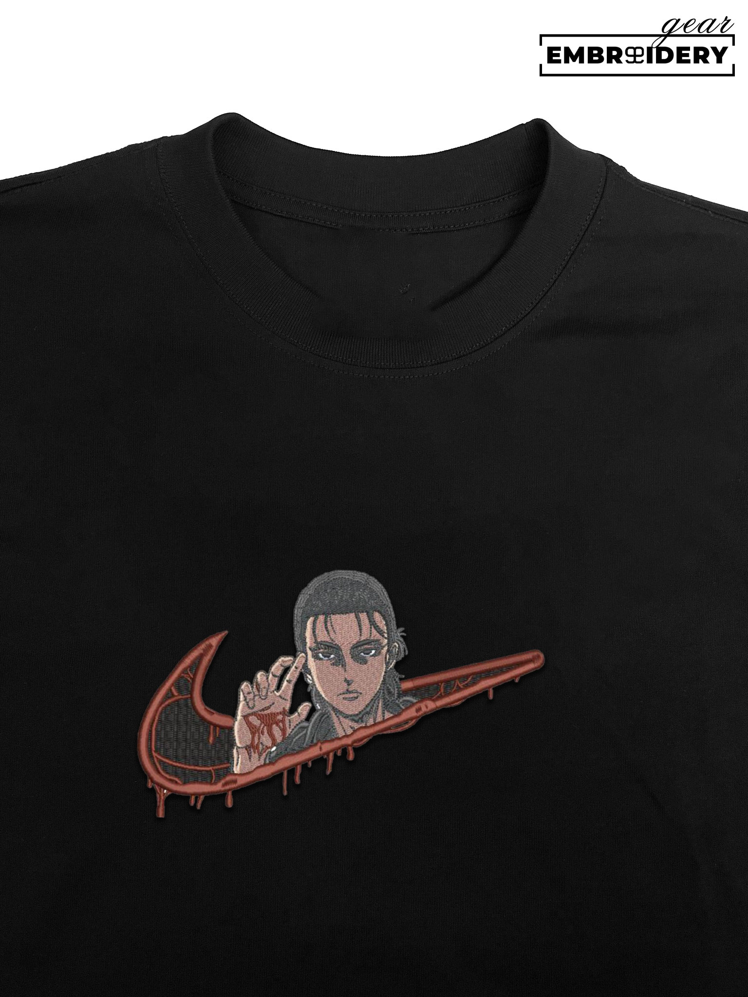 Eren swoosh Attack On Titan Anime Embroidered Design Personalized Embroidered T Shirt Sweatshirt Hoodie Clothing ATT026