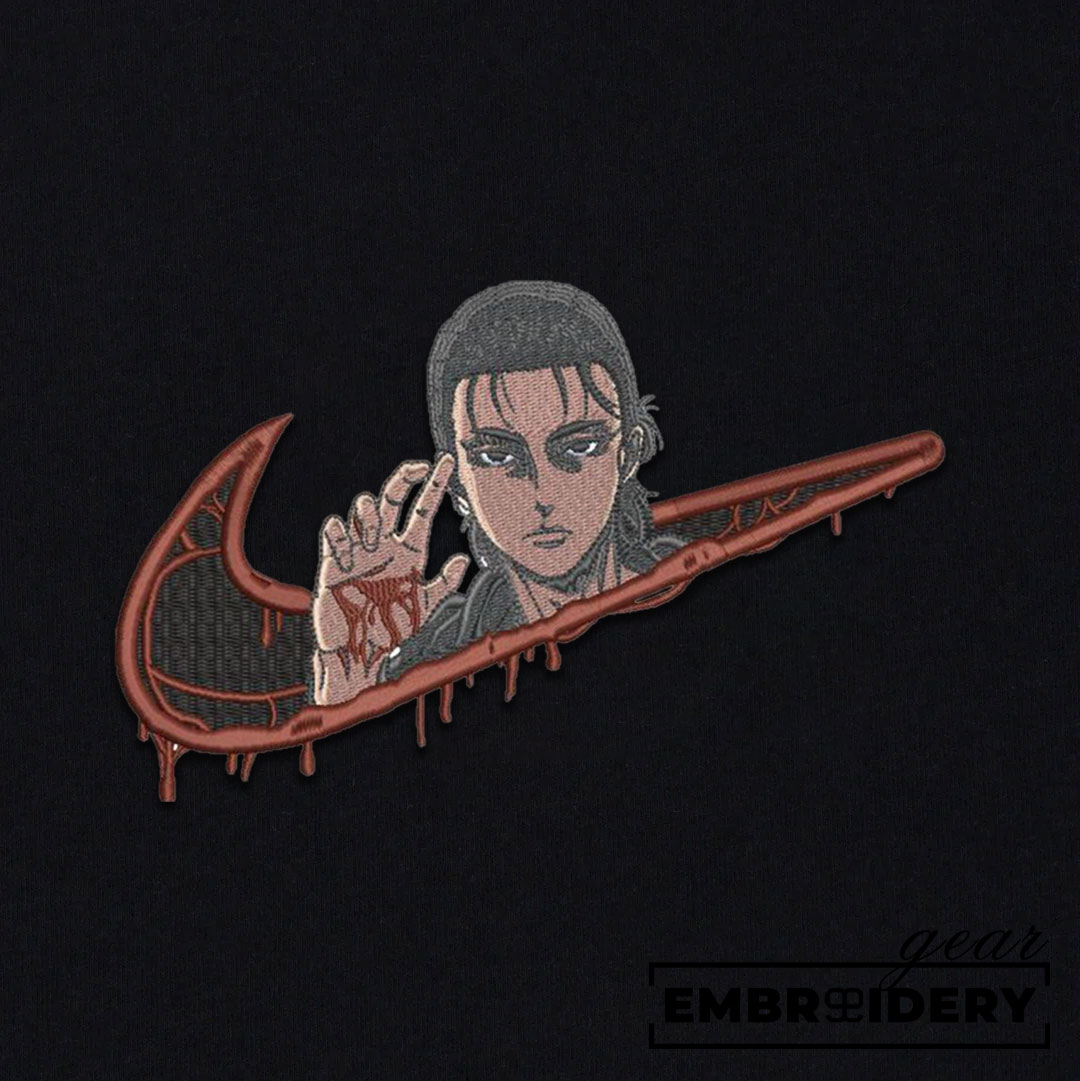 Eren swoosh Attack On Titan Anime Embroidered Design Personalized Embroidered T Shirt Sweatshirt Hoodie Clothing ATT026