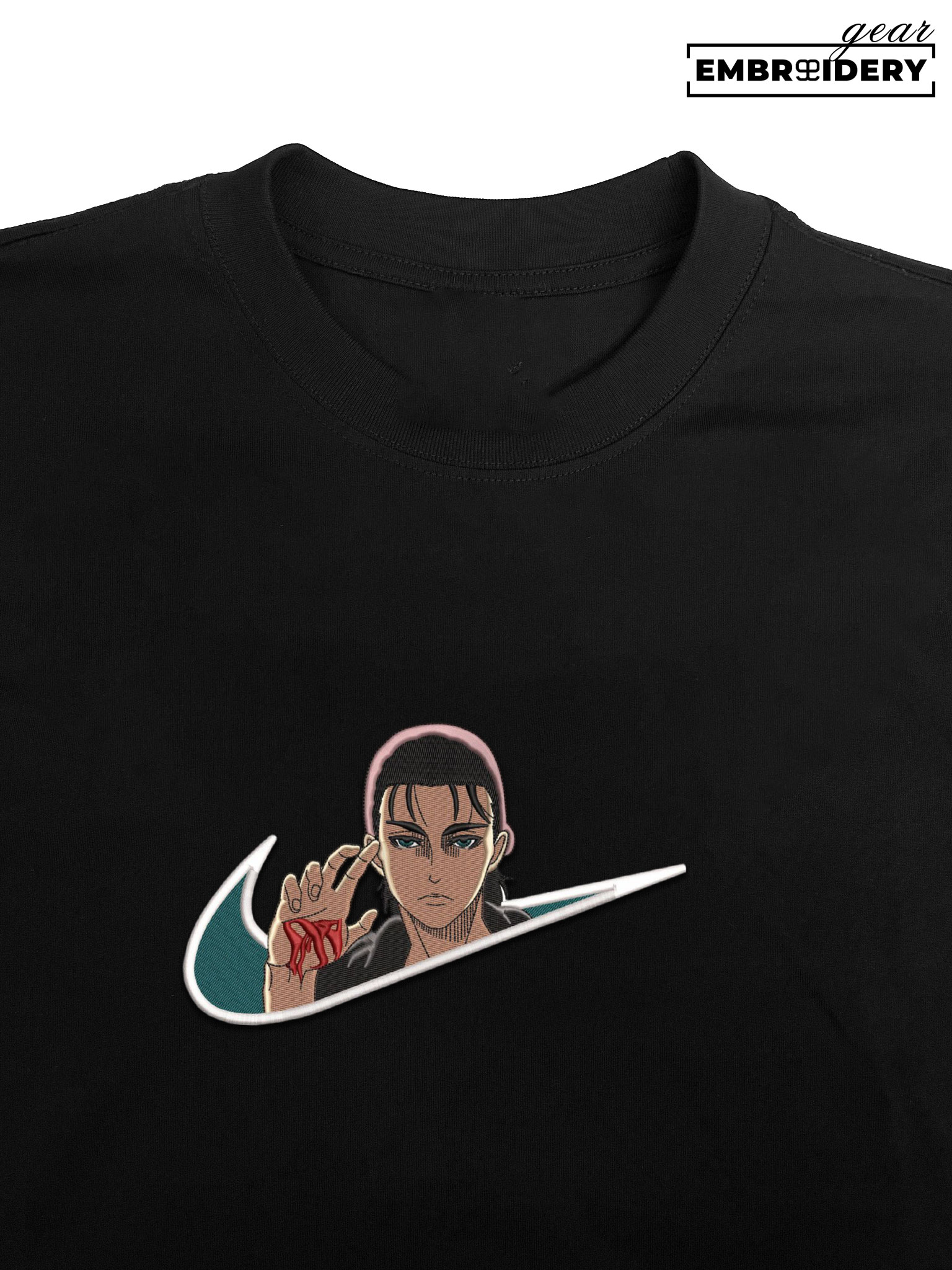 Eren swoosh Attack On Titan Anime Embroidered Design Personalized Embroidered T Shirt Sweatshirt Hoodie Clothing ATT027