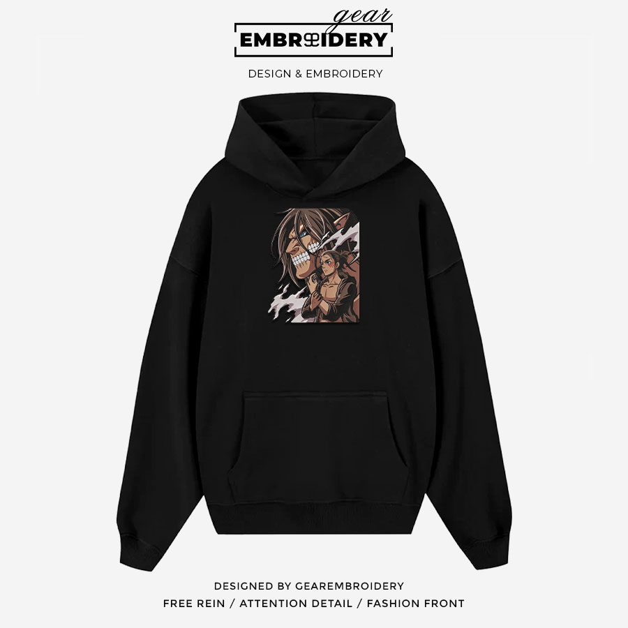 Eren titan Attack On Titan Anime Embroidered Design Personalized Embroidered T Shirt Sweatshirt Hoodie Clothing ATT032