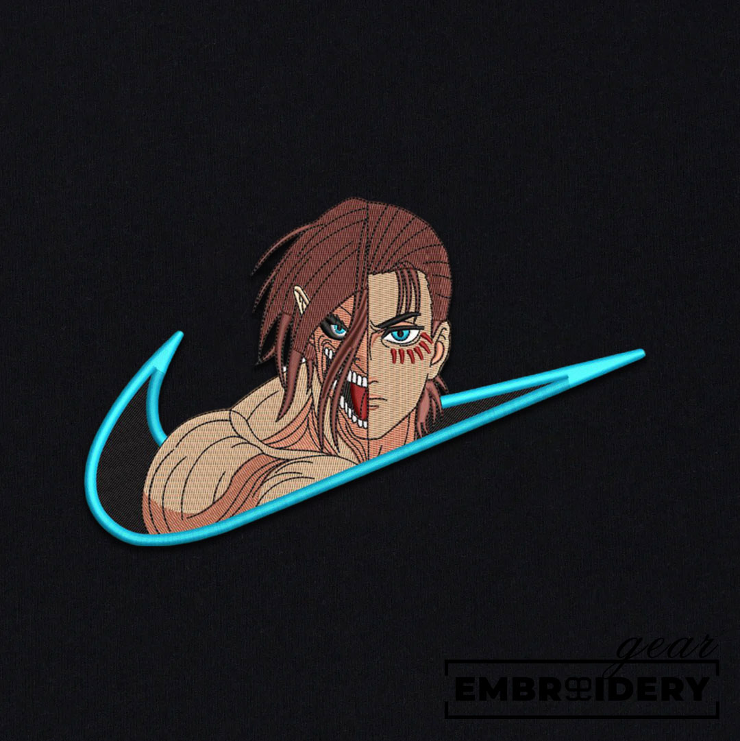 Eren titan swoosh Attack On Titan Anime Embroidered Design Personalized Embroidered T Shirt Sweatshirt Hoodie Clothing ATT033