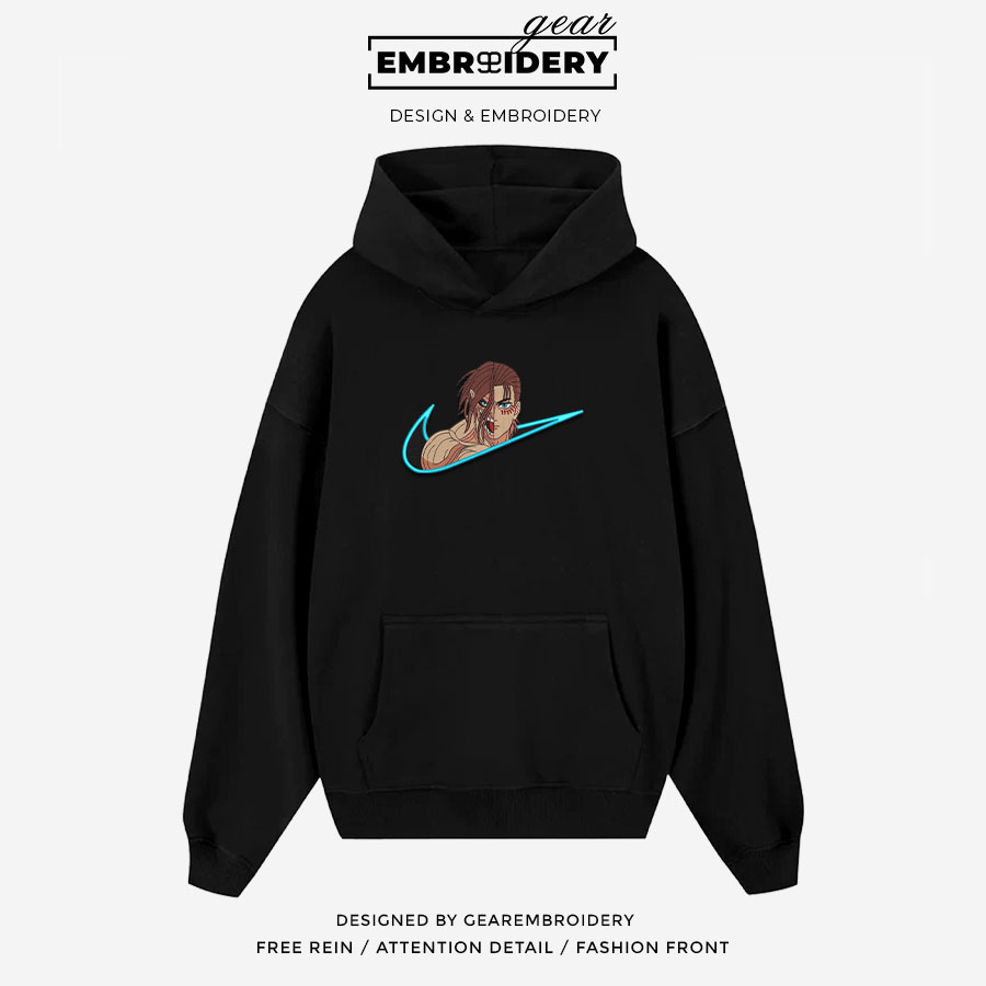 Eren titan swoosh Attack On Titan Anime Embroidered Design Personalized Embroidered T Shirt Sweatshirt Hoodie Clothing ATT033