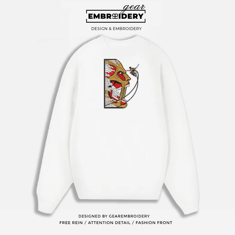 Kill titan Attack On Titan Anime Embroidered Design Personalized Embroidered T Shirt Sweatshirt Hoodie Clothing ATT037